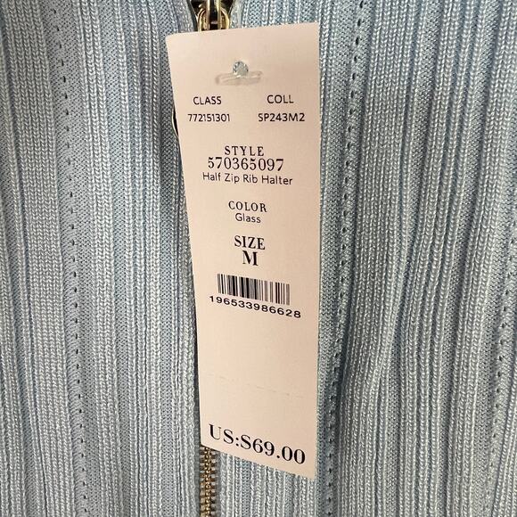 WHITE HOUSE BLACK MARKET Women's Size M Rib Sweater Halter Tank Top Blue WHBM - Picture 8 of 10